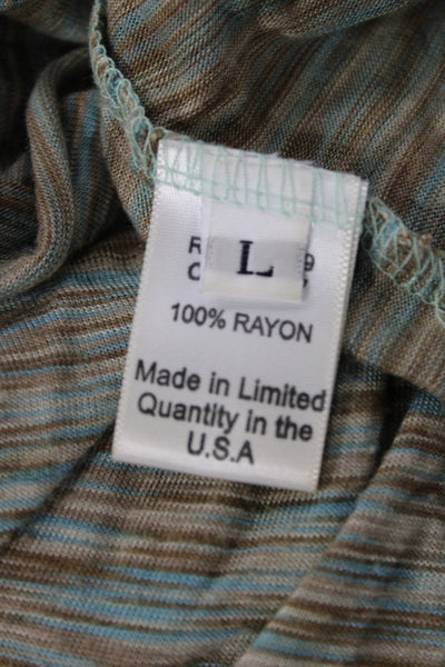 Michael Lauren Womens Cardigan Striped V-Neck Beige Long Sleeve Boho Size L