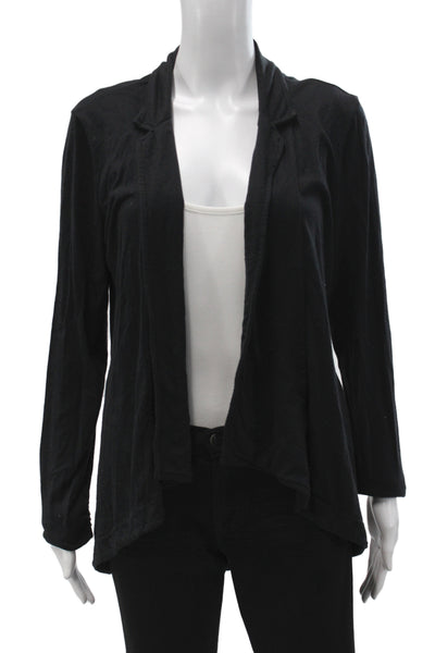 Splendid Women Cardigan Black Collared Long Sleeve Pima Cotton Size L