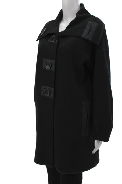 Ryan Roberts Womens Black Wool Overcoat Button Long Sleeve Size M