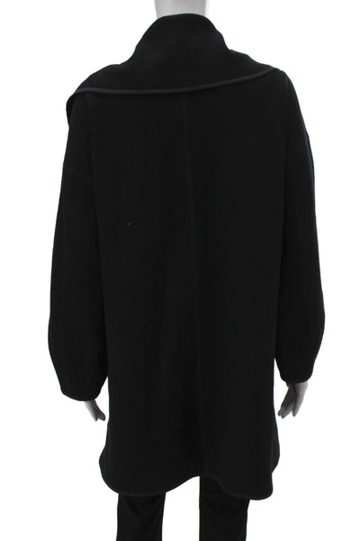 Ryan Roberts Womens Black Wool Overcoat Button Long Sleeve Size M