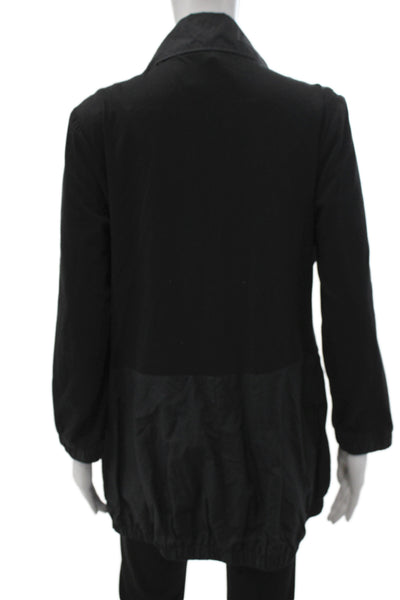 Katherine Barclay Womens Black Basic Button Front Jacket Cotton Blend Size L