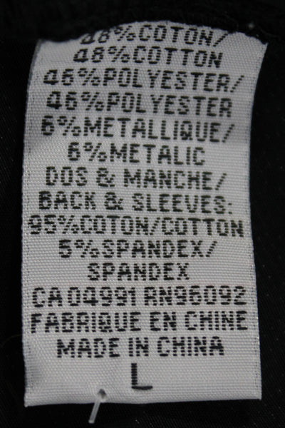 Katherine Barclay Womens Black Basic Button Front Jacket Cotton Blend Size L