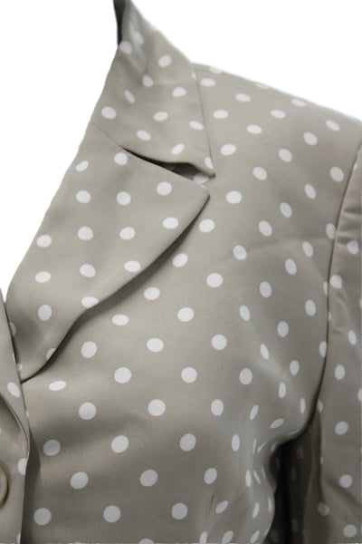 Les Copains Womens Beige Polka Dot Rayon Button Long Sleeve Jacket Size 42