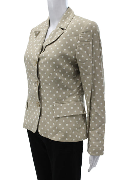 Les Copains Womens Beige Polka Dot Rayon Button Long Sleeve Jacket Size 42