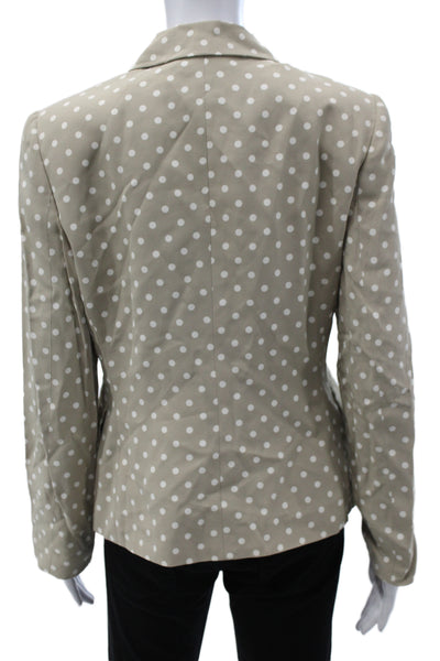 Les Copains Womens Beige Polka Dot Rayon Button Long Sleeve Jacket Size 42