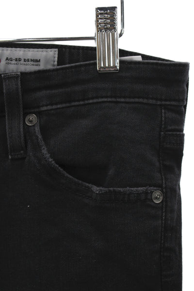 AG-ED Denim Womens Cropped Black Cotton Jeans Mid Rise Size 28