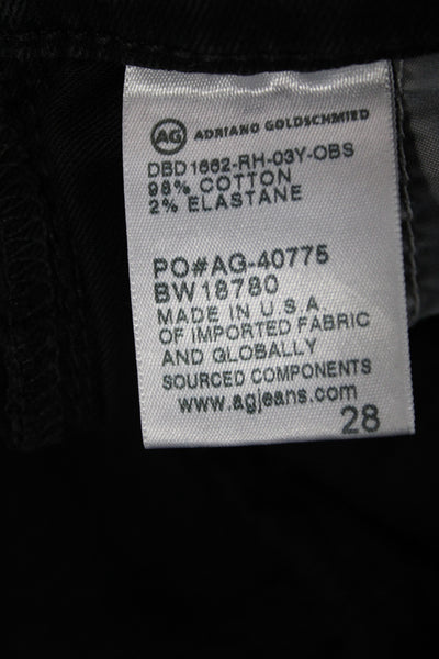 AG-ED Denim Womens Cropped Black Cotton Jeans Mid Rise Size 28