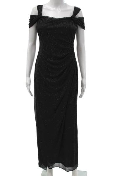 Alex Evenings Women Maxi Dress Black Off the Shoulder Sleeveless Long Size 6P