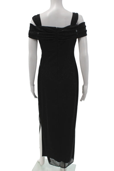 Alex Evenings Women Maxi Dress Black Off the Shoulder Sleeveless Long Size 6P