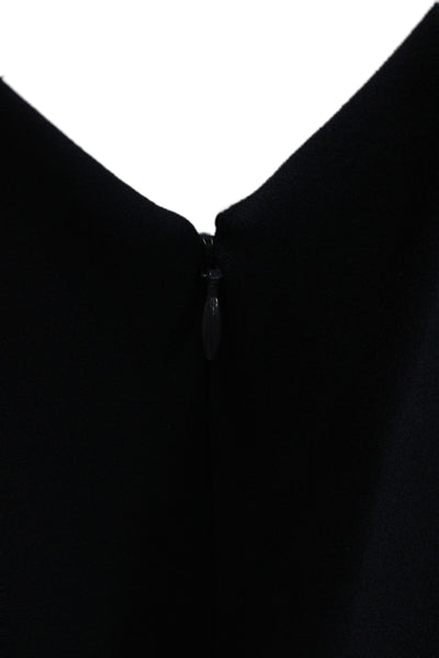 Calvin Klein Women Black Sheath Dress Short Sleeve Round Neck Long Zip Size 2