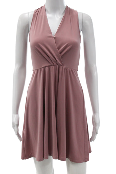 BCBG Max Azria Women Fit & Flare Pink V-Neck Sleeveless Short Dress Size 2XS