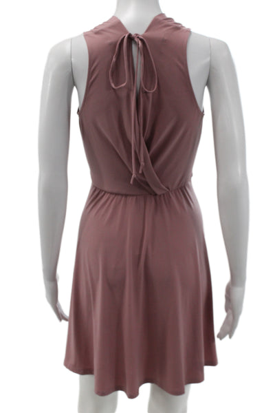 BCBG Max Azria Women Fit & Flare Pink V-Neck Sleeveless Short Dress Size 2XS
