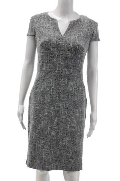 Banana Republic Womens Sheath Dress Gray V Neck Short Sleeve Polyester Size 0