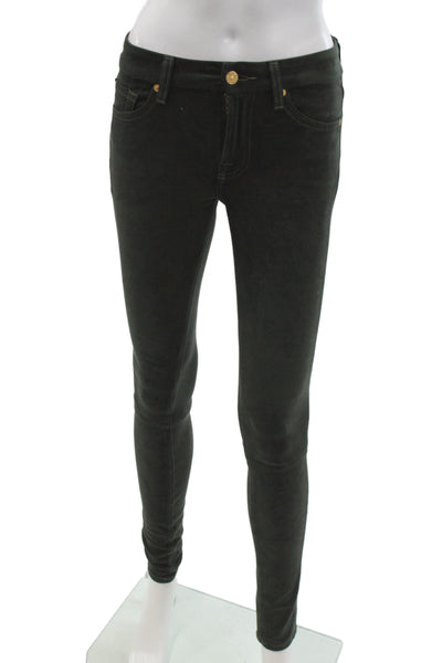7 For All Mankind Womens Skinny Jeans Green Cotton Blend Size 25
