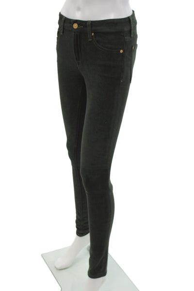 7 For All Mankind Womens Skinny Jeans Green Cotton Blend Size 25