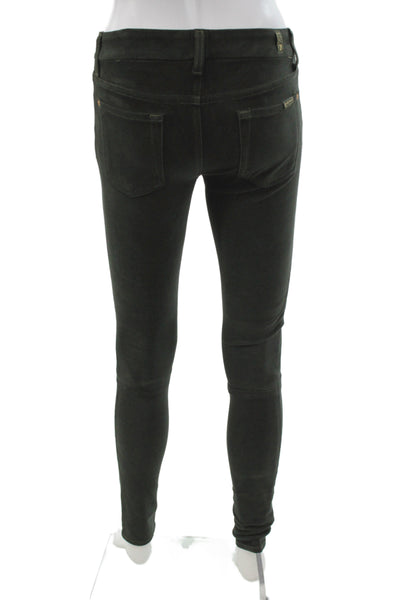 7 For All Mankind Womens Skinny Jeans Green Cotton Blend Size 25