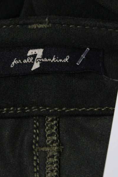 7 For All Mankind Womens Skinny Jeans Green Cotton Blend Size 25