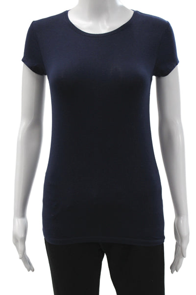J Crew Womens Basic Blue Modal Short Sleeve T-Shirt Round Neck Size XS