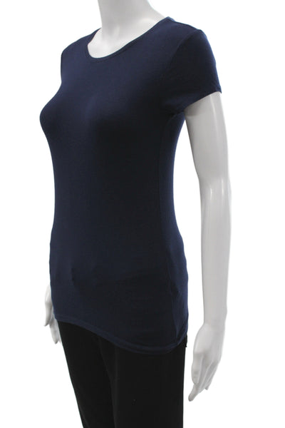 J Crew Womens Basic Blue Modal Short Sleeve T-Shirt Round Neck Size XS