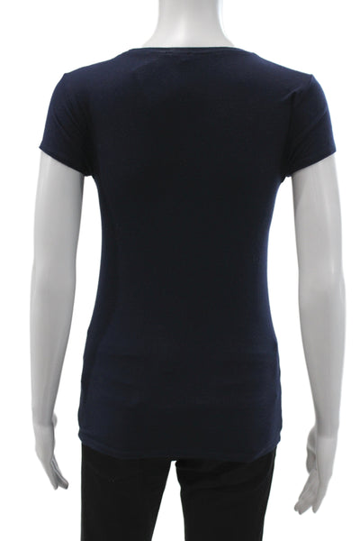 J Crew Womens Basic Blue Modal Short Sleeve T-Shirt Round Neck Size XS