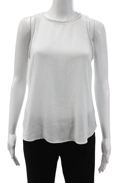 J Crew Women Basic Sleeveless White Tank Round Neck Button Size 00