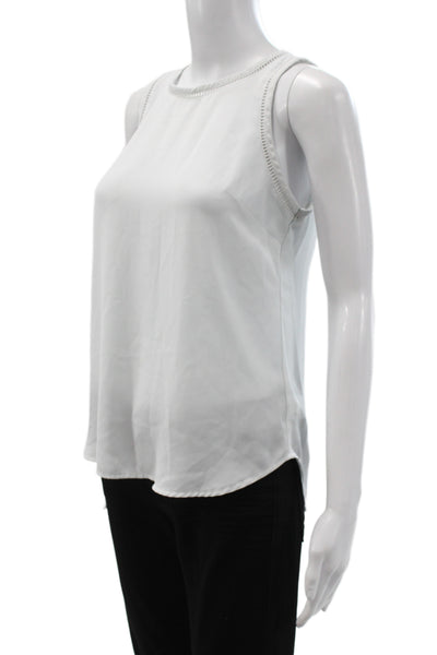 J Crew Women Basic Sleeveless White Tank Round Neck Button Size 00