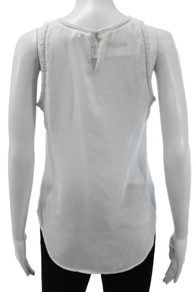 J Crew Women Basic Sleeveless White Tank Round Neck Button Size 00