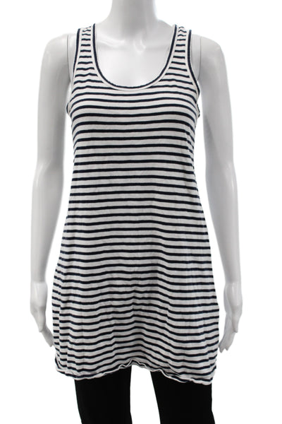 J Crew Women Striped Scoop Neck Sleeveless Cotton Tank Black Size XS