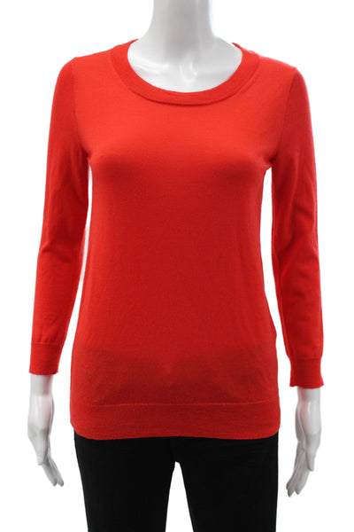 J Crew Womens Pullover Merino Wool Scoop Neck Long Sleeve Red Size XS