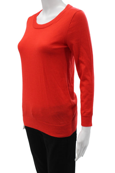 J Crew Womens Pullover Merino Wool Scoop Neck Long Sleeve Red Size XS