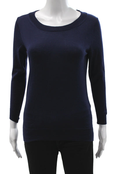 J Crew Women Pullover Merino Wool Scoop Neck Long Sleeve Blue Size XS