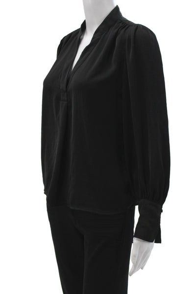 Banana Republic Womens Tunic Blouse Black V Neck Long Sleeve Polyester Size 00