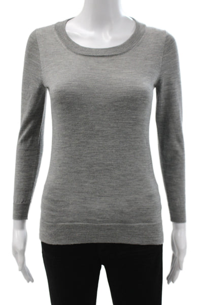 J Crew Womens Gray Wool Scoop Neck Pullover Sweater Long Sleeve Size XS