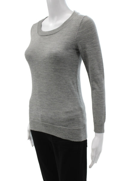 J Crew Womens Gray Wool Scoop Neck Pullover Sweater Long Sleeve Size XS