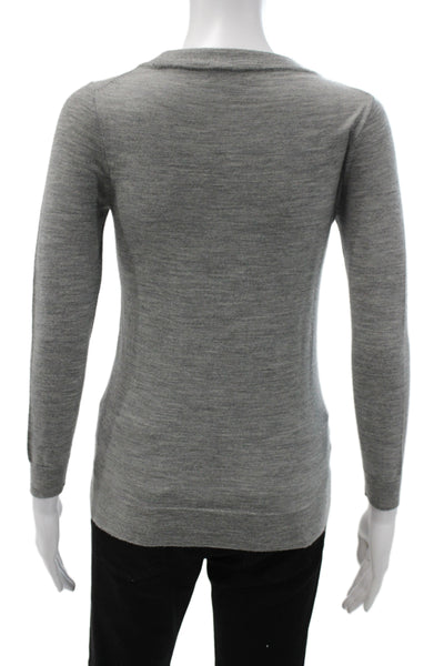 J Crew Womens Gray Wool Scoop Neck Pullover Sweater Long Sleeve Size XS