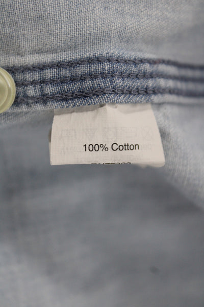 J Crew Women Basic Collared Blue Cotton Long Sleeve Button Up Top Size 2XS