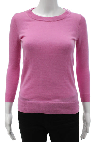 J Crew Womens Pink Merino Wool Crewneck Pullover Sweater Long Sleeve Size 2XS