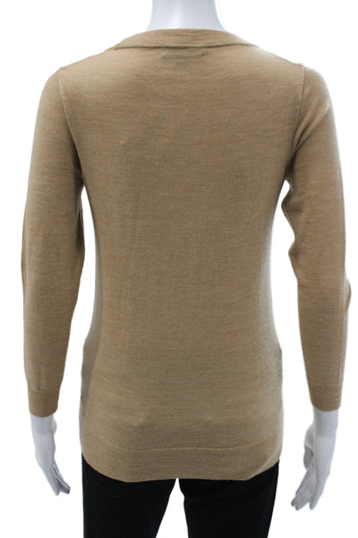 J Crew Women Beige Wool Scoop Neck Pullover Sweater Long Sleeve Size XS