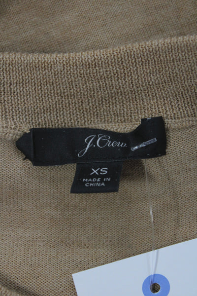 J Crew Women Beige Wool Scoop Neck Pullover Sweater Long Sleeve Size XS