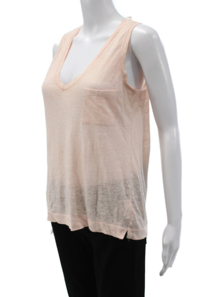 J Crew Womens Linen V-Neck Sleeveless Basic Tank Pink Size 2XS