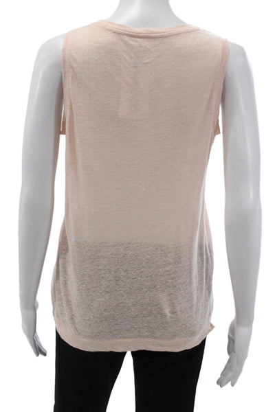 J Crew Womens Linen V-Neck Sleeveless Basic Tank Pink Size 2XS