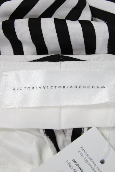 Victoria Victoria Beckham Women Striped Black Dress Pants Viscose Size 2