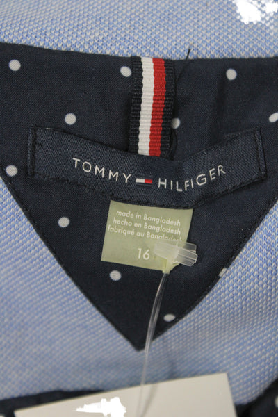 Tommy Hilfiger Womens 100 Percent Cotton Dotted Blazer Blue Size 16