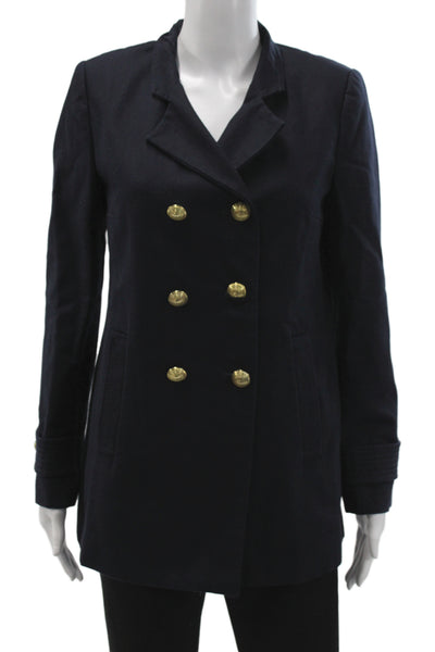 Zara Basic Womens Button up Long Sleeve Blazer Navy Blue Size M