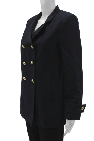 Zara Basic Womens Button up Long Sleeve Blazer Navy Blue Size M