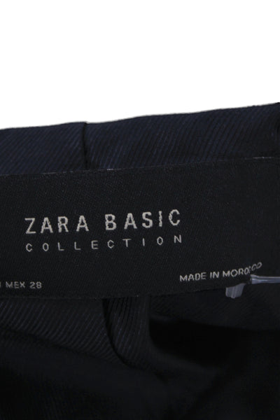 Zara Basic Womens Button up Long Sleeve Blazer Navy Blue Size M