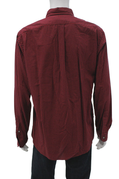 Ralph Lauren Mens Cotton Collared Button Front Shirt Red Size XL