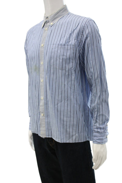 Marni Mens Cotton  Striped Button Front Shirt Blue Size 48