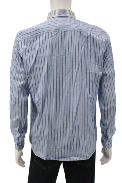 Marni Mens Cotton  Striped Button Front Shirt Blue Size 48