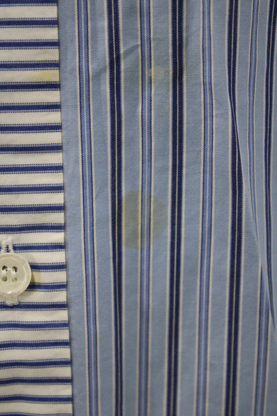 Marni Mens Cotton  Striped Button Front Shirt Blue Size 48